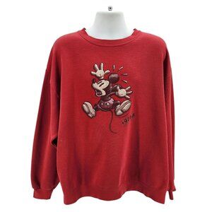 Vintage The Disney Store Adult XXL Sweatshirt Mickey Mouse 1928 Red Graphic